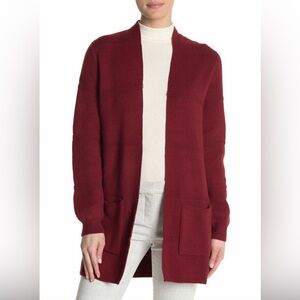 Joseph A. Textured Striped Stitch Cranberry Cardigan Size XS